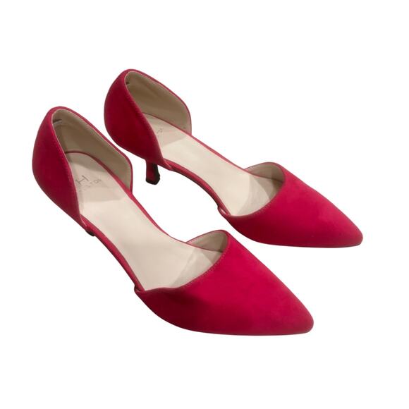 Halston Bali Women's 7 Pink Vegan Elegant Suede Pointed Formal Party Pump Heels - Picture 1 of 10